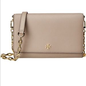 Tory Burch Emerson Chain Wallet french gray, new